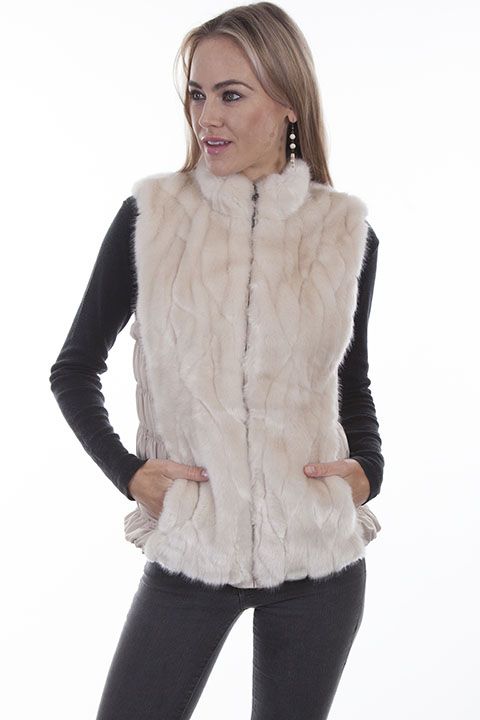 (image for) Faux fur vest with stand up collar